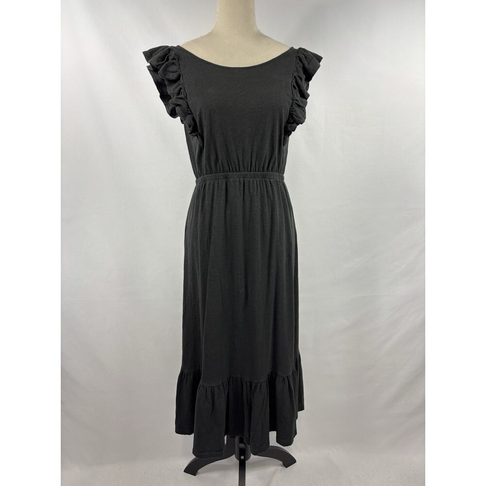 BA&SH Tank Maxi Dress Black Small V-back Ruffle - Picture 10 of 10